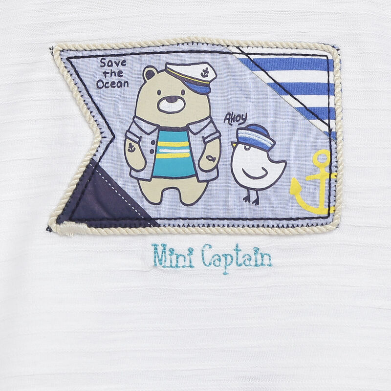 Boys White Short Sleeve Knitted T-Shirt image number null